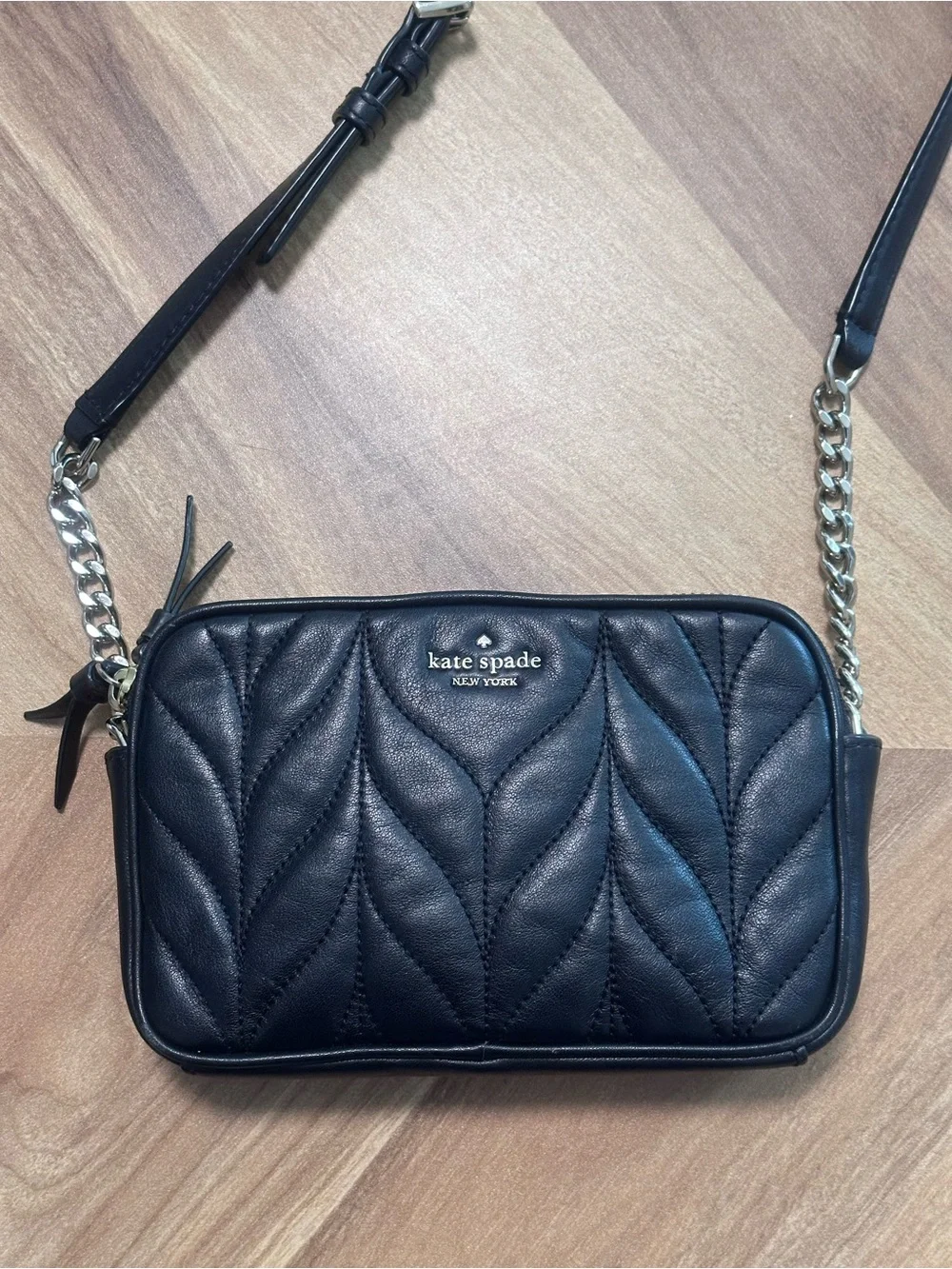 Kate Spade black leather Briar Lane quilted Kendall crossbody purse